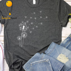 Dandelion Seeds Blowing Dark Grey TShirt 2026 Floral Nature Graphic Casual Apparel 2 22