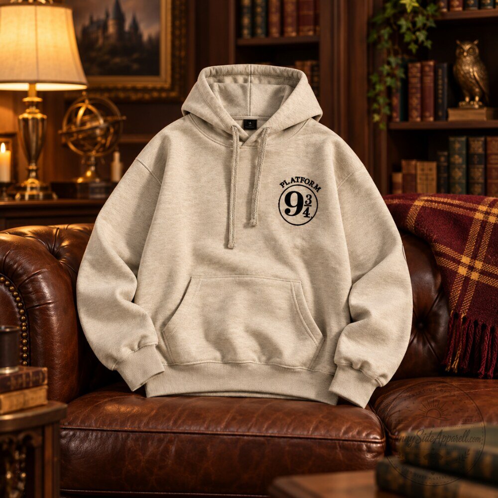 Harry Potter Platform 9 34 and HP Logo Beige Hoodie 2026 4 Harry Potter Platform 9 34 and HP Logo Beige Hoodie 2026