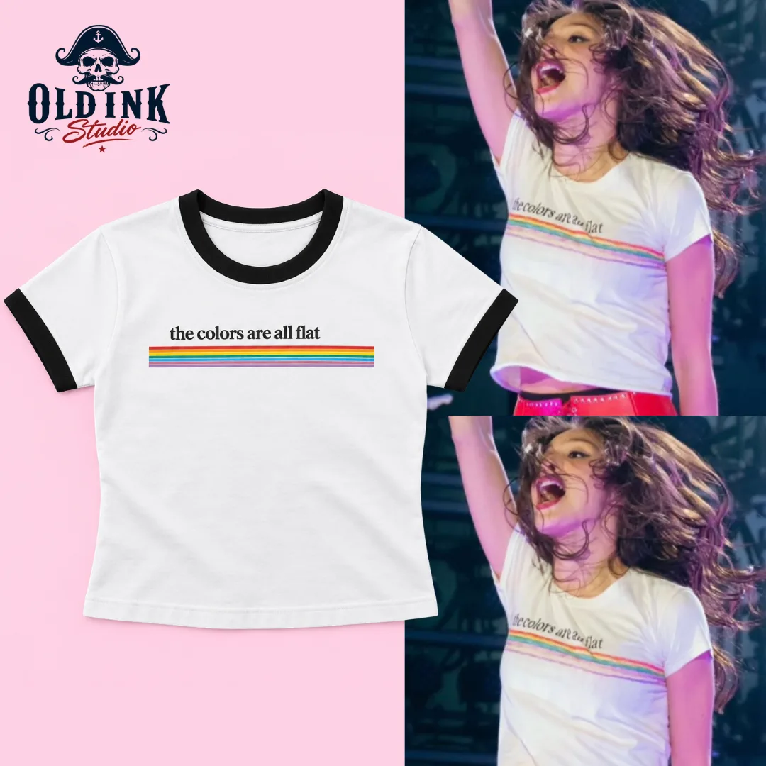 Olivia Rodrigo The Colors Are All Flat Ringer T Shirt 2026 Maggots For Brains Graphic Baby Tee