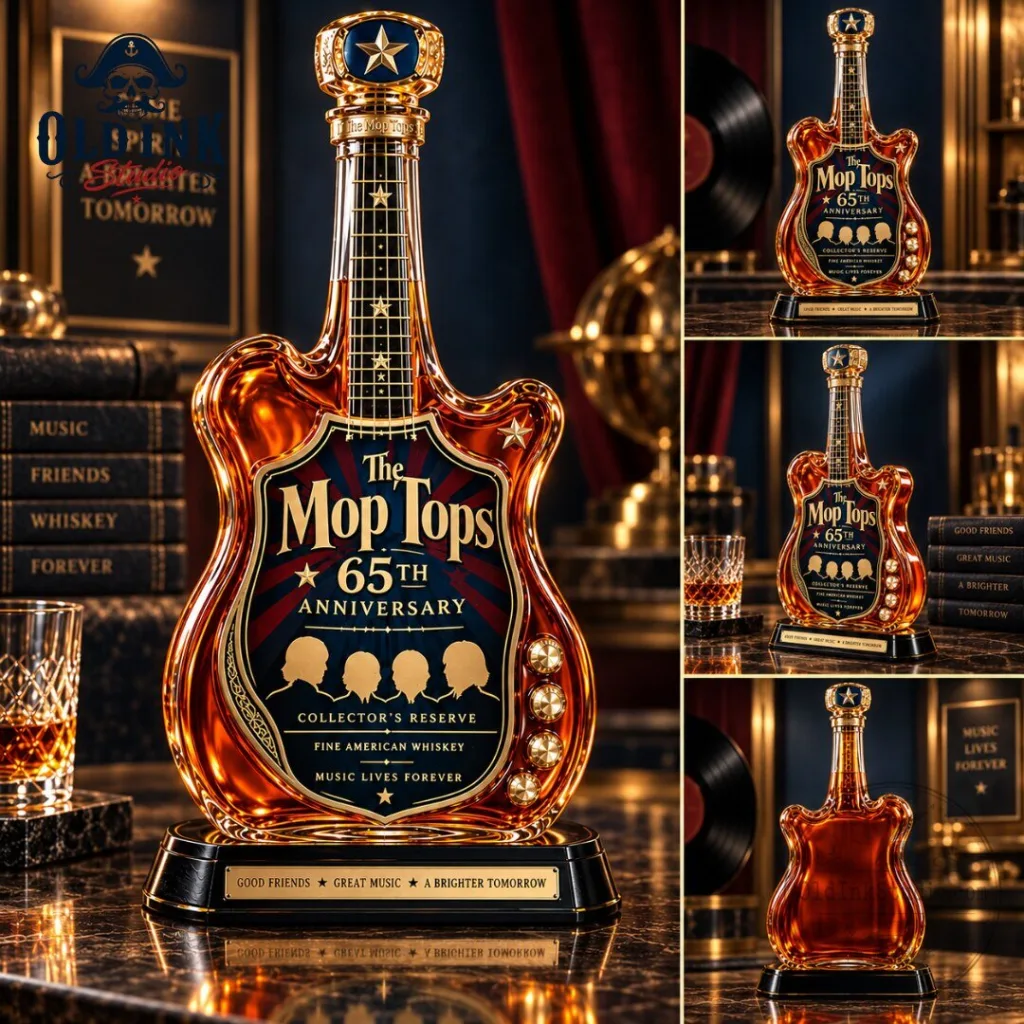 "Celebrate The Mop Tops: 65th Anniversary Guitar Whiskey Decanter 2026" 6 The Mop Tops 65th Anniversary Guitar Whiskey Decanter Collectors Reserve Bottle 2026