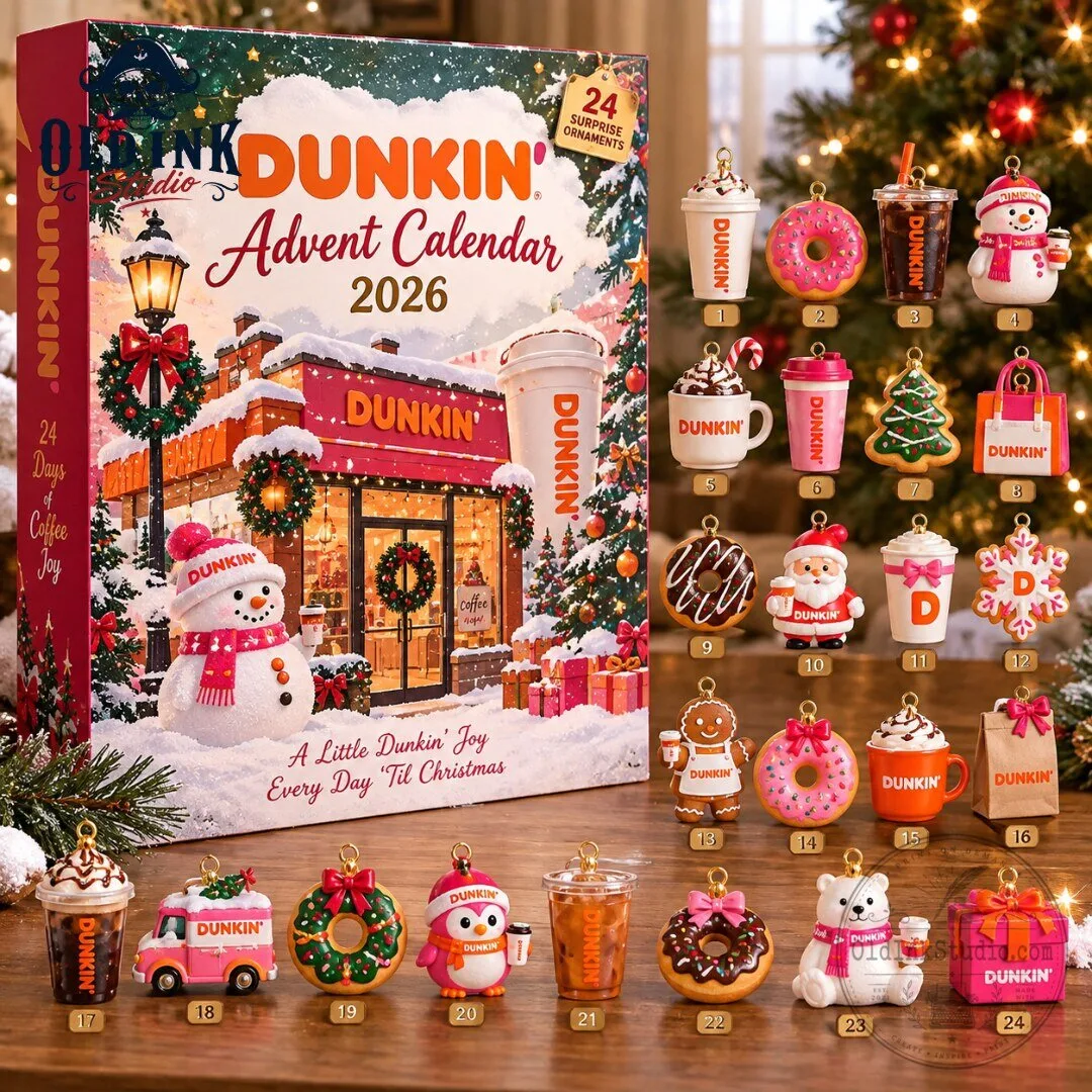 Dunkin Christmas Advent Calendar 2026 24 Days of Coffee Joy Surprise Ornaments Countdown