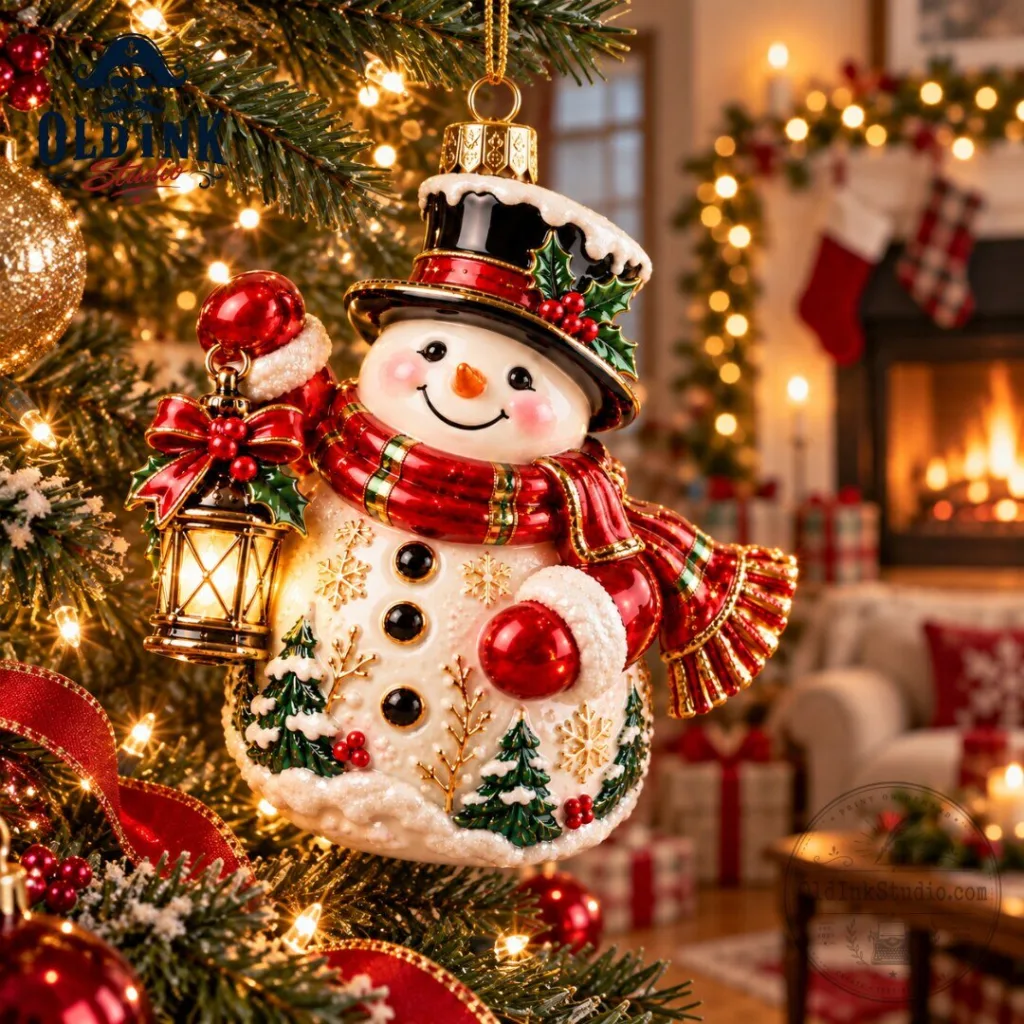 "Illuminate Your Holidays: Classic Snowman Lantern Ornament 2026 for Christmas" 27 Classic Snowman with Light Up Lantern Christmas Ornament 2026