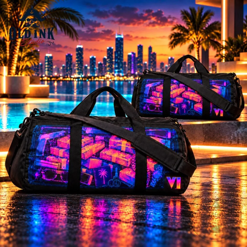 "Shop 2026 GTA 6 and Dragon Ball Collection: Bags & Hoodies" 18 GTA 6 Collection Neon Vice City Duffle Bag 2026