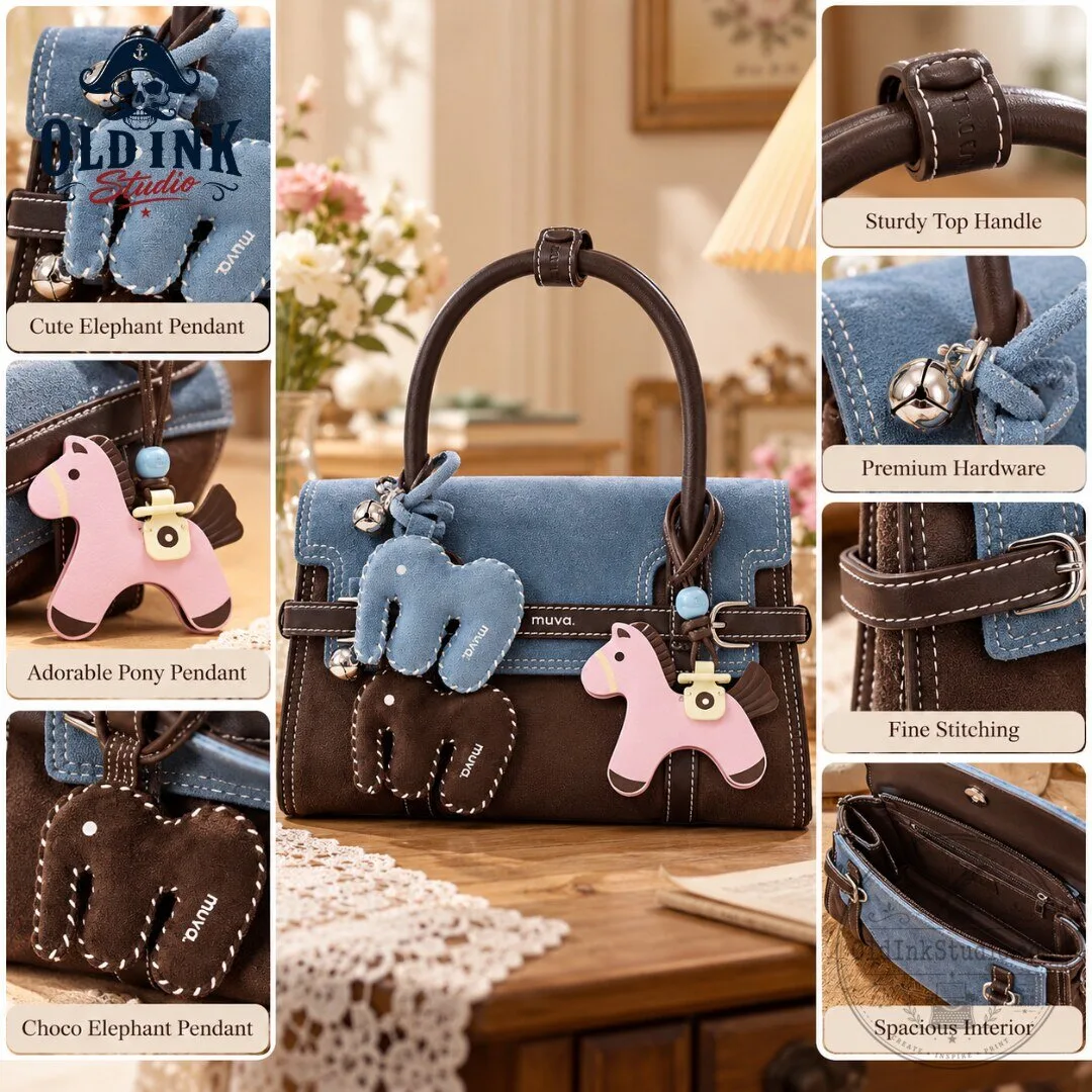 Muva Town Town Story Series Denim Handbag with Elephant x Pony Pendants 2026
