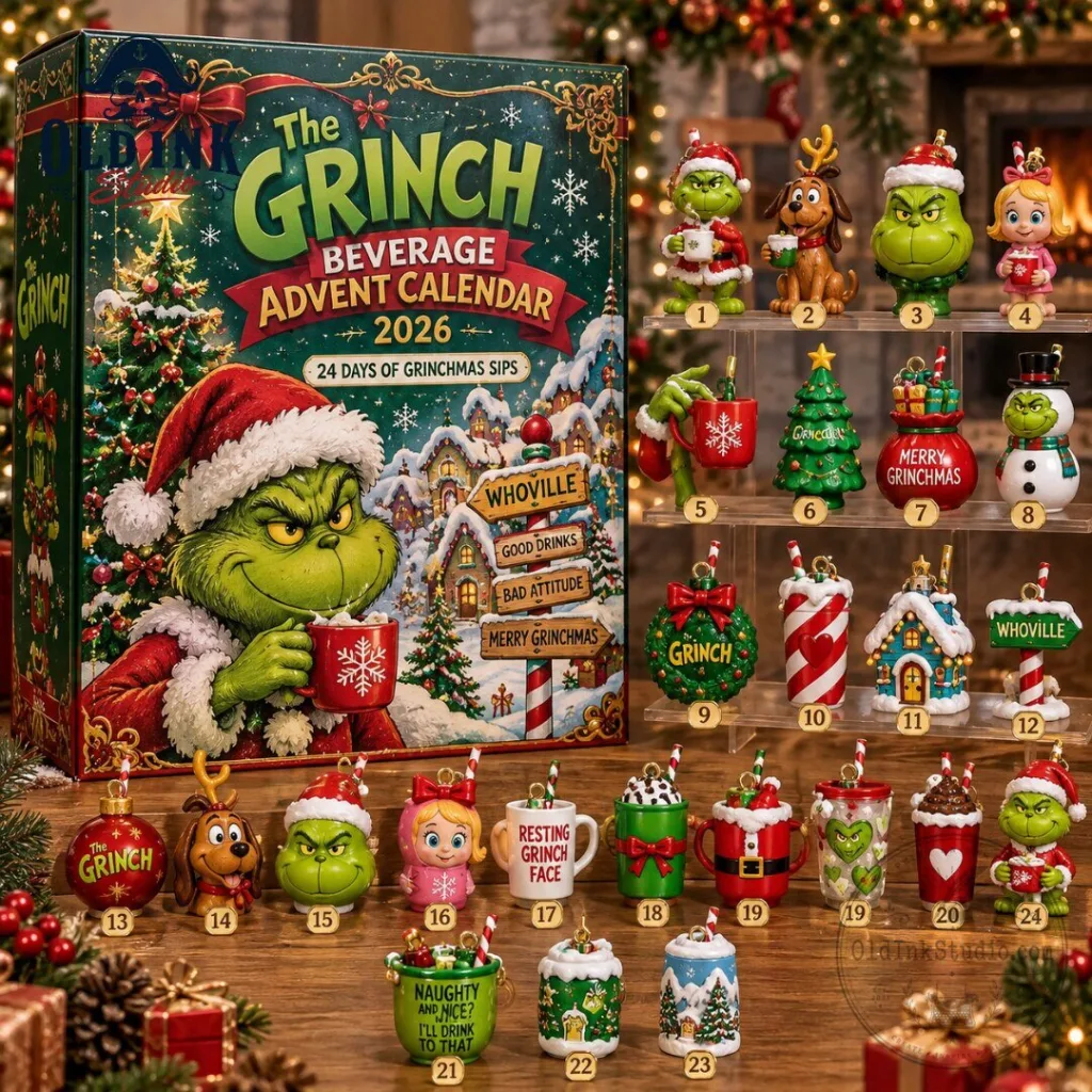 "Top 2026 Novelty Gifts: Grinch Advent, Y2K Tees, Anime Hats" 34 The Grinch Beverage Advent Calendar 2026 24 Days of Grinchmas Sips Ornaments