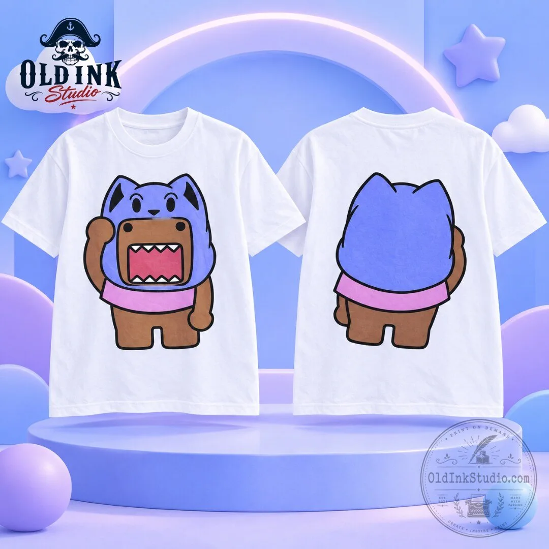 Domo kun Blue Cat Hoodie Front and Graphic T Shirt 2026