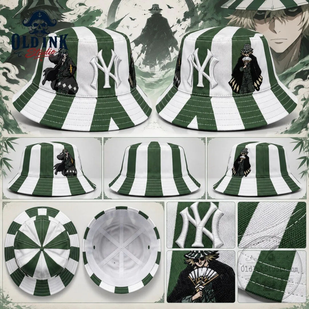 Bleach Anime Urahara Kisuke Green Striped NY Bucket Hat 2026 3 Bleach Anime Urahara Kisuke Green Striped NY Bucket Hat 2026