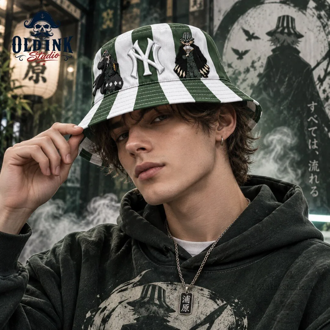 Bleach Anime Urahara Kisuke Green Striped NY Bucket Hat 2026 4 Bleach Anime Urahara Kisuke Green Striped NY Bucket Hat 2026