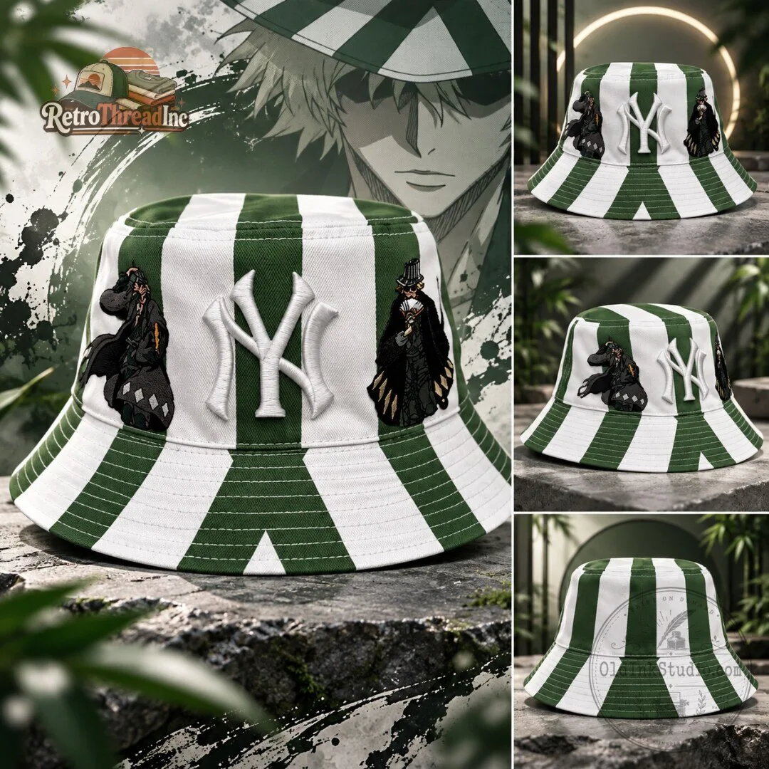 Bleach Anime Urahara Kisuke Green Striped NY Bucket Hat 2026