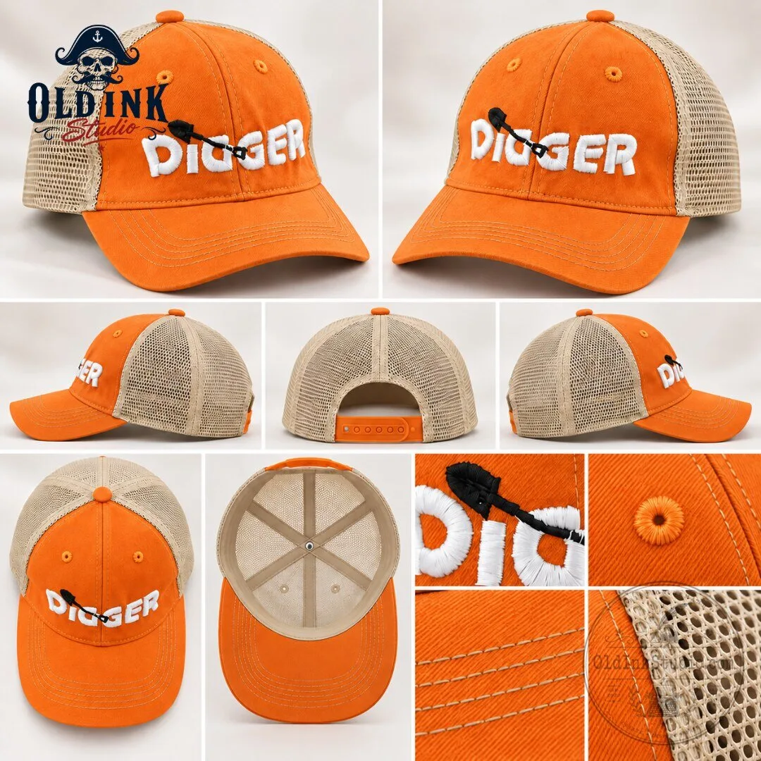 Digger Trucker Hat with Shovel Logo Mesh Back Snapback 2026