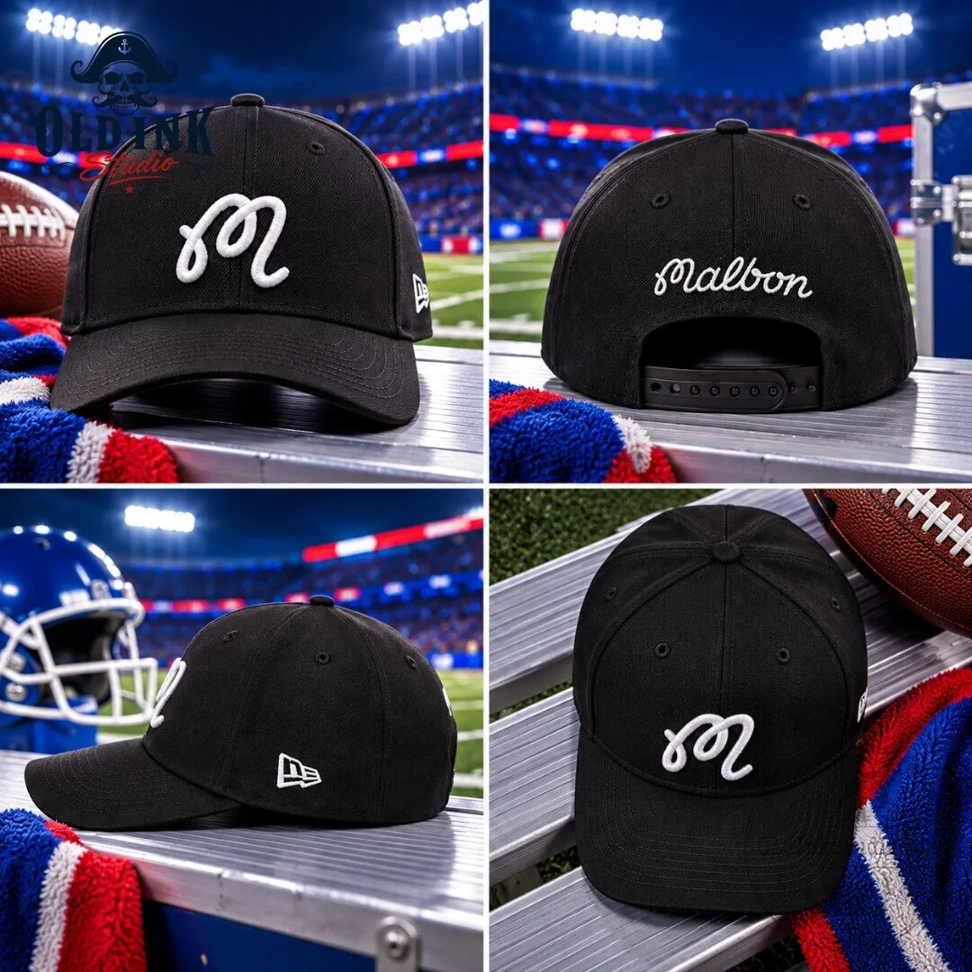 Malbon Script M Logo New Era Black Snapback Hat 2026