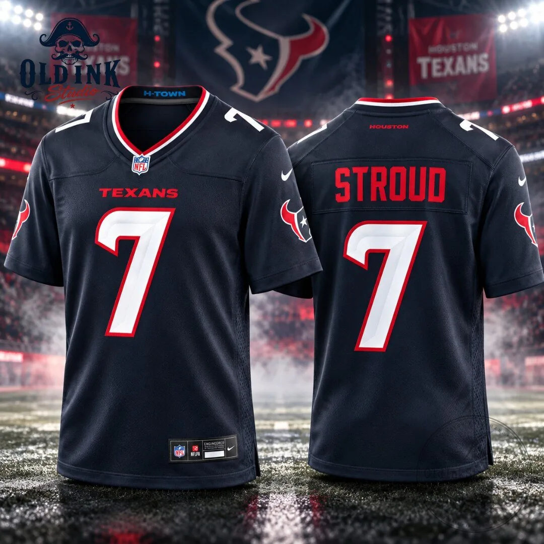 Houston Texans CJ Stroud Number 7 Navy Football Jersey 2026