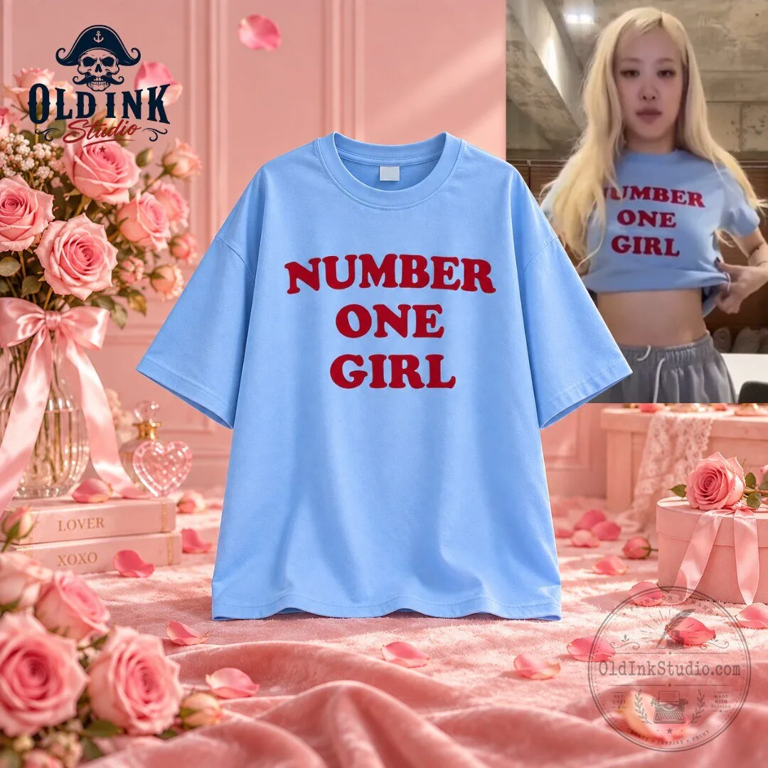 Number One Girl Rose Blue T Shirt 2026 Vintage Style Graphic Tee