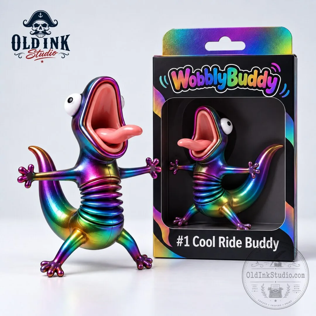 WobblyBuddy Funny Rainbow Lizard Motorcycle Ride Buddy Figurine 2026