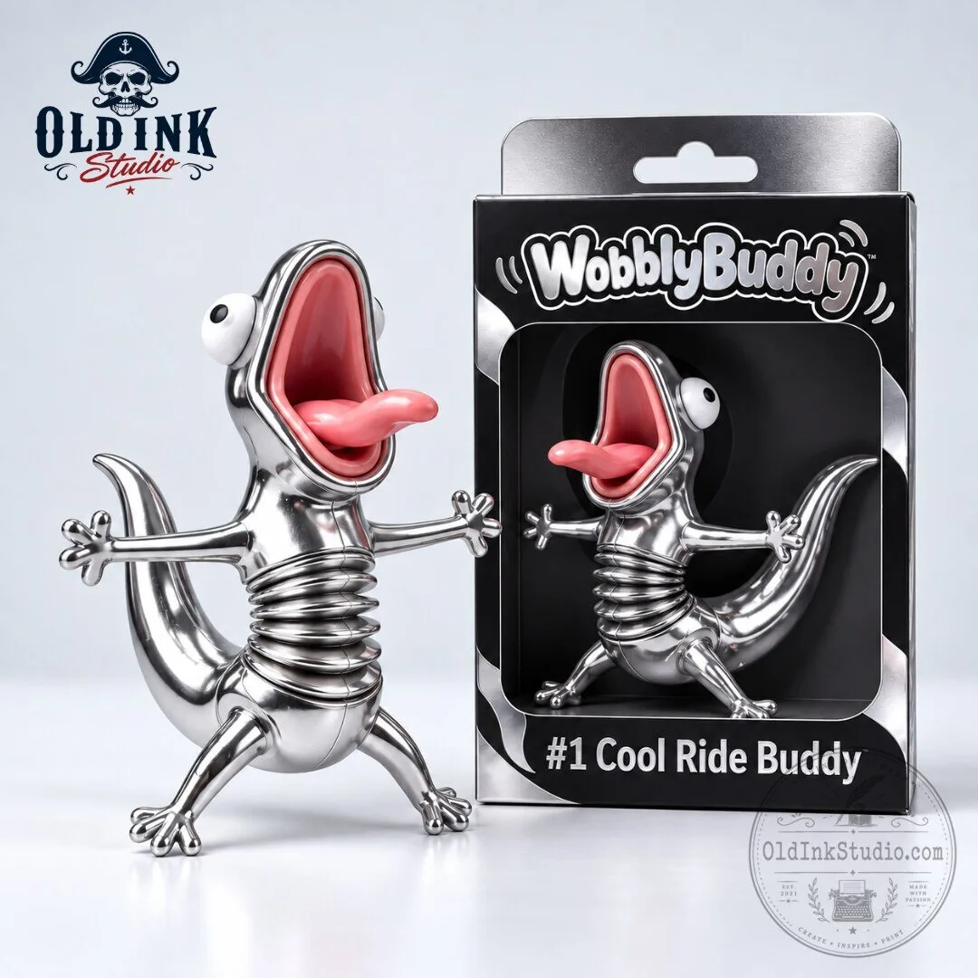WobblyBuddy Holographic Dashboard Lizard Figurine 2026 Motorcycle x Car Mount