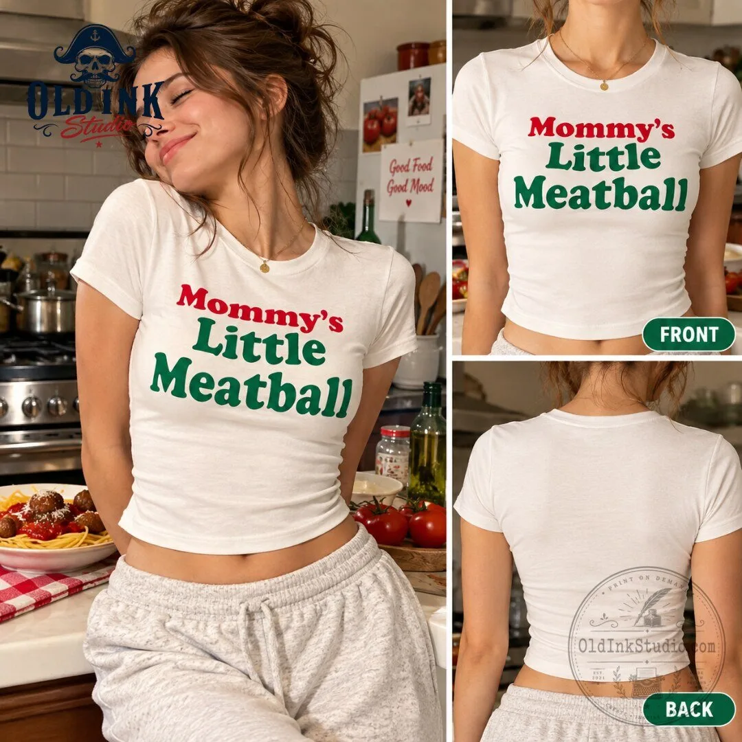 Ella Purnell Mommy's Little Meatball White Graphic Baby Tee 2026