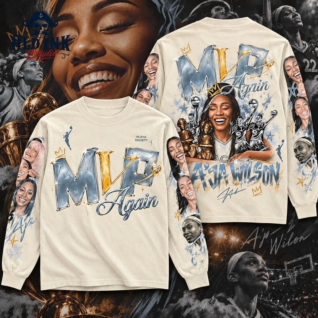 Playa Society Aja Wilson MVP Again 2026 Graphic Long Sleeve T Shirt 4 Playa Society Aja Wilson MVP Again 2026 Graphic Long Sleeve T Shirt