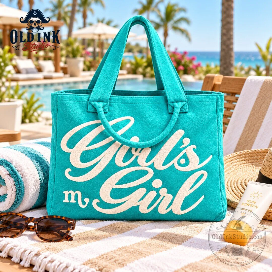 Girl's Gil Teal Blue Terry Cloth Tote Bag 2026 6 Girl