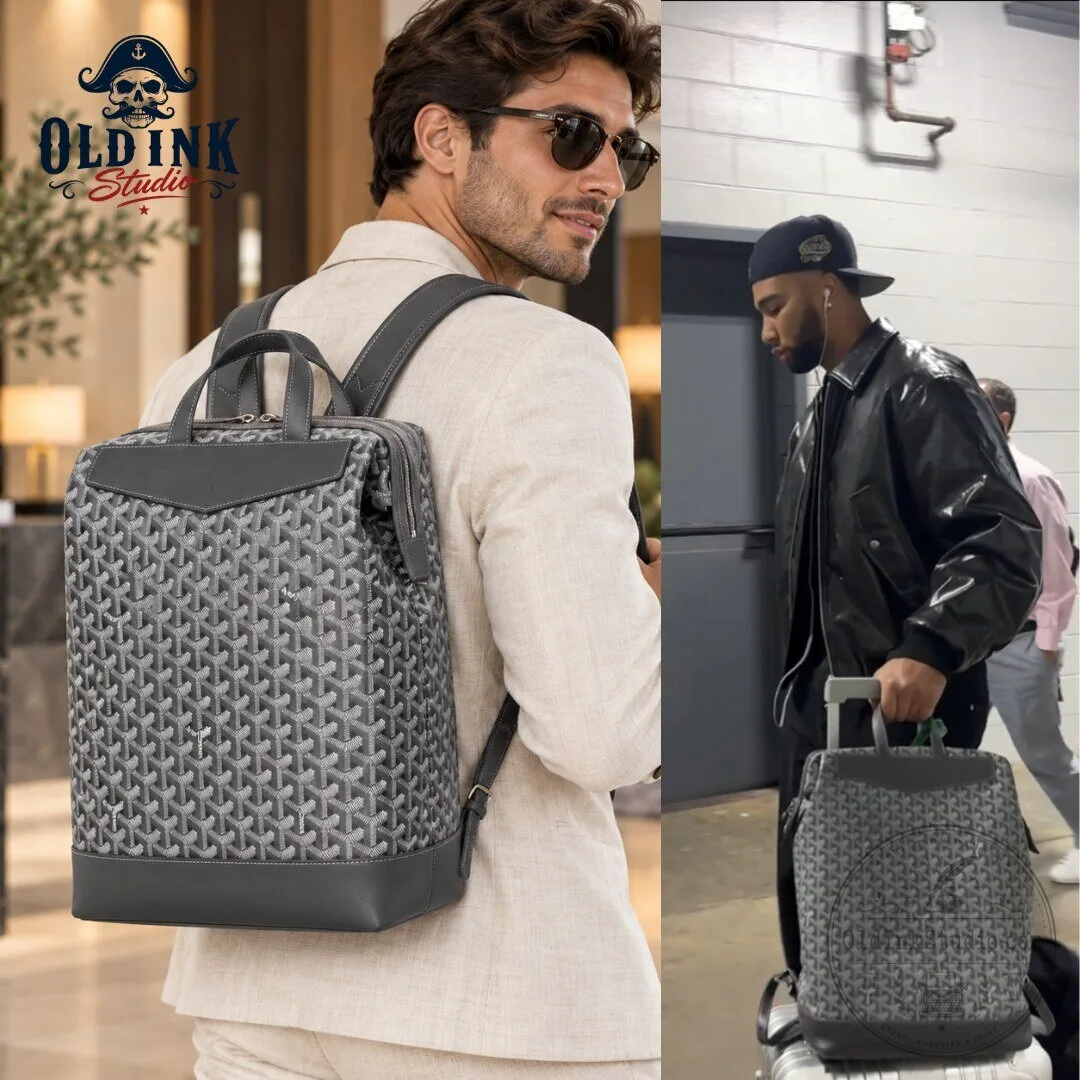 Grey Geometric Leather Travel Backpack CJ Stroud Style 2026