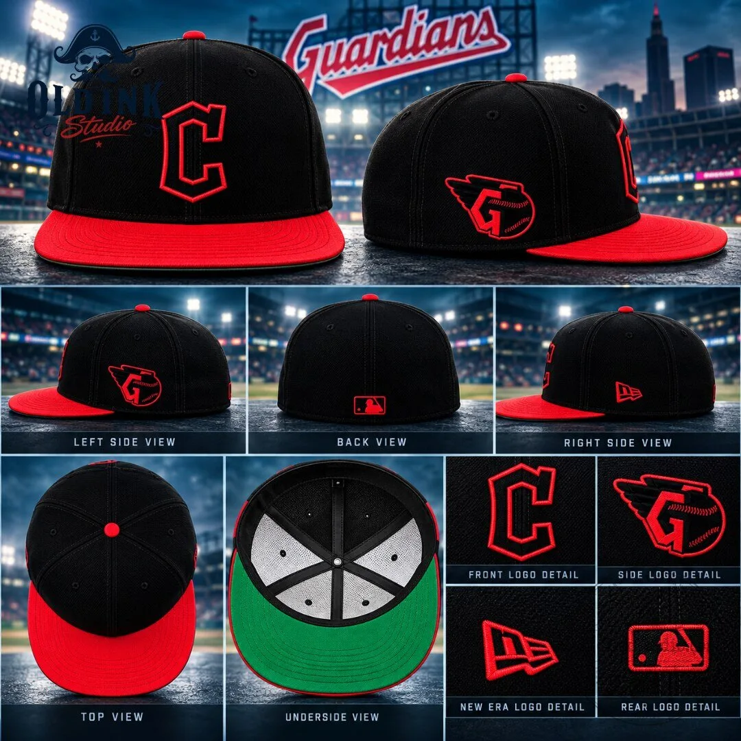 Cleveland Guardians Exclusive Black and Red New Era 59FIFTY Fitted Hat 2026