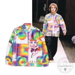 Saeko Tsuemura Yohji Yamamoto Colorful Miss Piggy Graphic Long Sleeve Shirt 2026