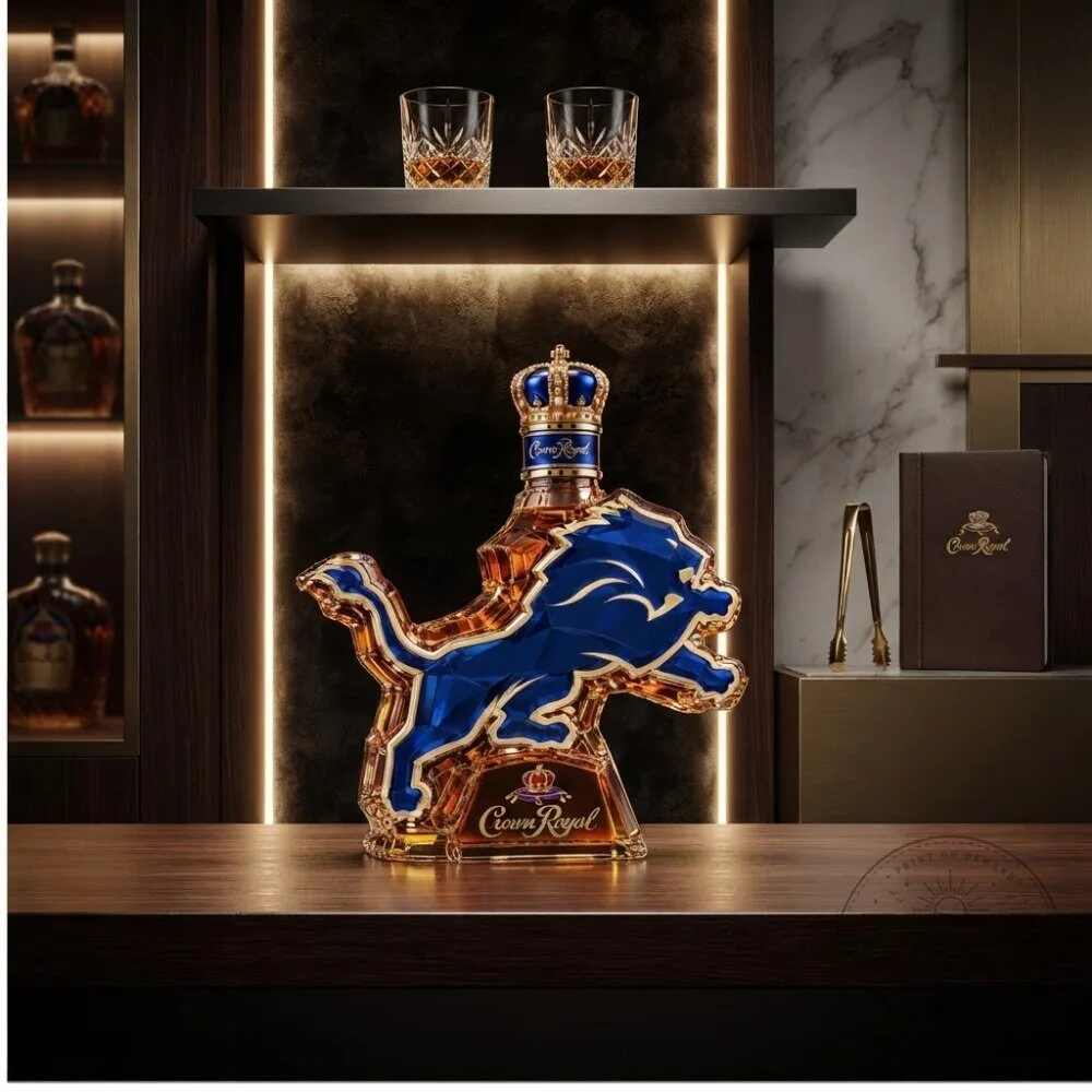 Crown Royal Detroit Lions Shaped Whiskey Glass Decanter 2026 5 Crown Royal Detroit Lions Shaped Whiskey Glass Decanter 2026