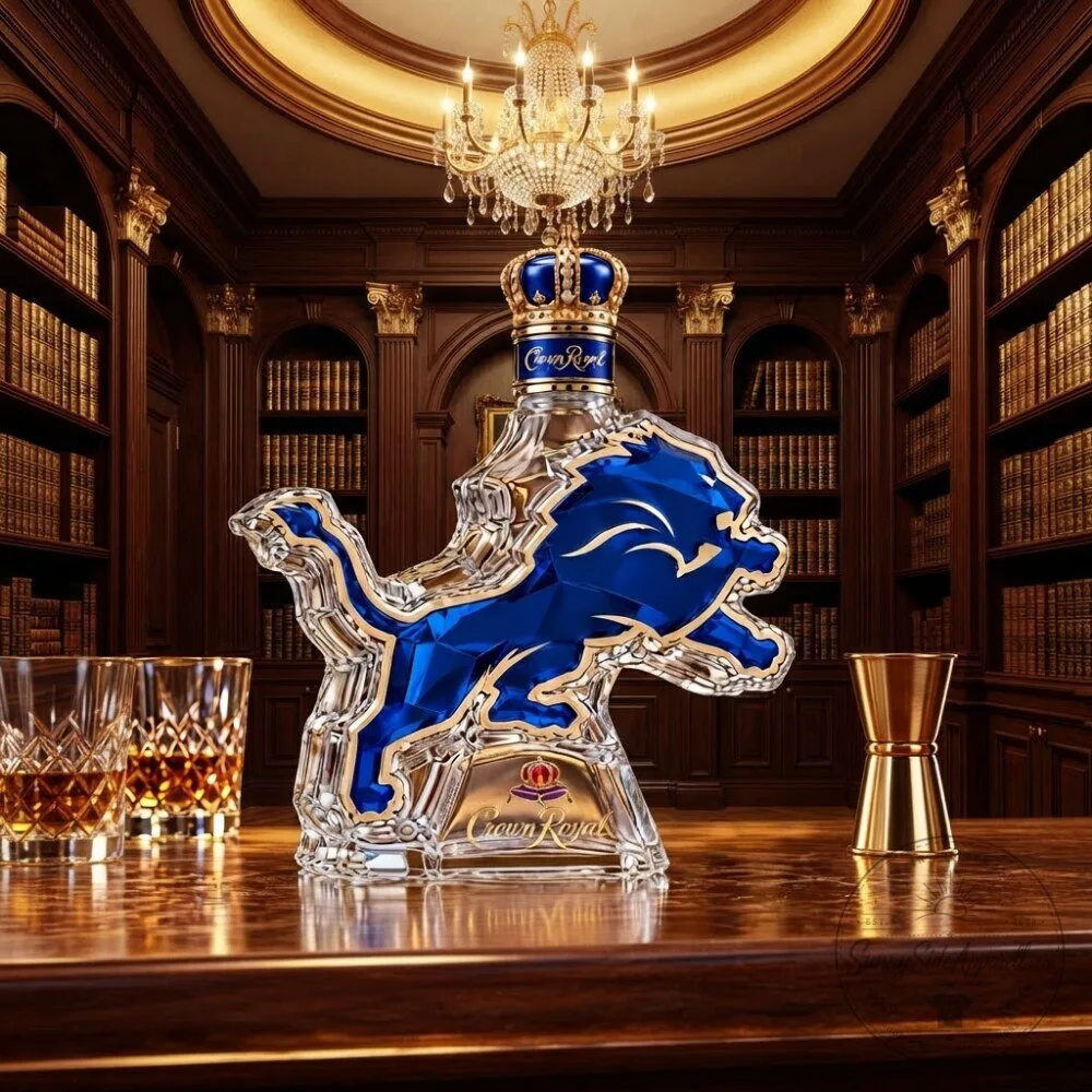 Crown Royal Detroit Lions Shaped Whiskey Glass Decanter 2026 6 Crown Royal Detroit Lions Shaped Whiskey Glass Decanter 2026